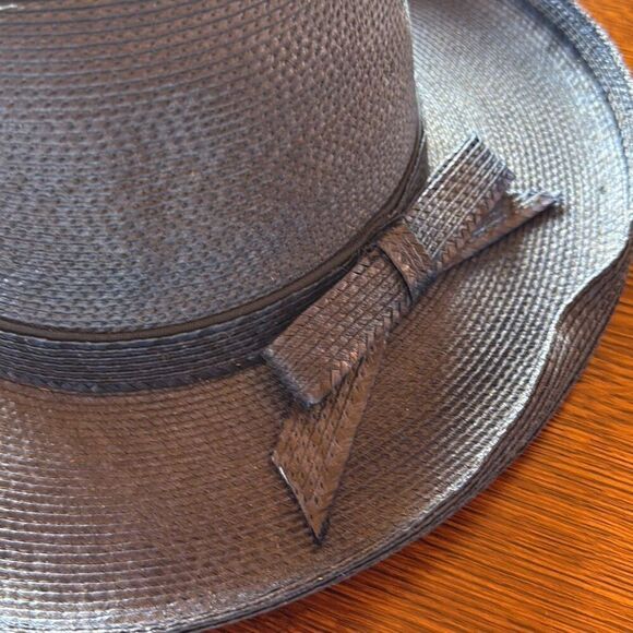 Vintage Don Anderson Blue Straw Fedora Sun Hat Women’s Size Small - Picture 4 of 13